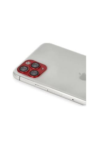 Apple İphone 11 Pro Max Pers Alüminyum Kamera Lens - Kırmızı Diğer