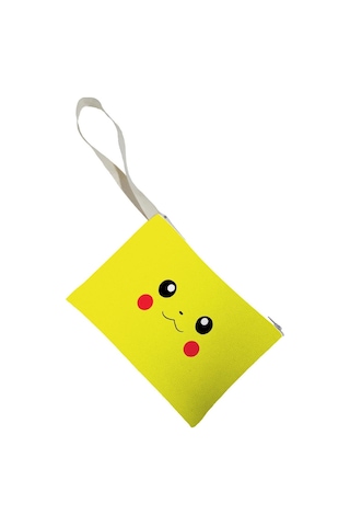 Unisex Pikachu Desenli Portföy Clutch Çanta Çok Renkli
