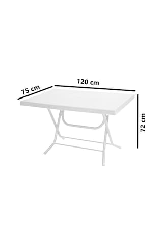 Omnipazar Mt-gfm212 Ancora Plastik Dikdörtgen Katlanır Bahçe Balkon Masa 75x120 Cm Beyaz
