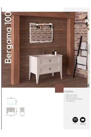 Evros Bergama 100 Cm Banyo Dolabı Beyaz