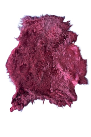 Gerçek Uzun Tüylü Koyun Postu Bordo 80 X 60 Cm