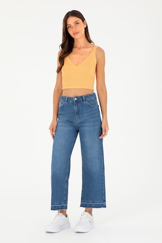 U.S. Polo Assn. Kadın Mavi Flare Cropped Fit Jean Pantolon 50282856-DN0022