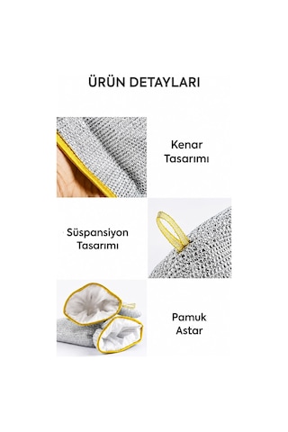 Bulaşık Eldiveni Telli, Temizlilk Eldiveni, Su Geçirmez Eldiven 5 Adet Renkli