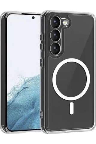 Samsung Uyumlu S23 İçin Kılıf Kamera Korumalı Magsafe Wireless Şarj Özellikli Şeffaf Kılıf