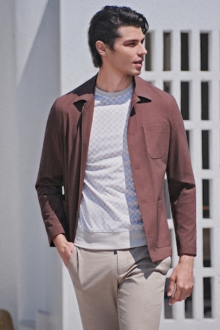 İmza Kahverengi Berberi Yaka Slim Fit Esnek Mont 1007260154 Koyu Kahverengi