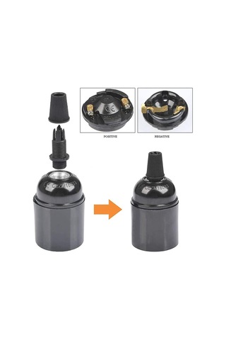 Vintage E27 Duy, 6 Parça Bakalit Duy, E27 Duy Vidalanabilir Duy, Ev Bar Ofis Dıy Sarkıt Duy, Siyah Diğer