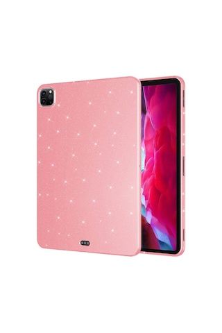 Apple Uyumlu iPad  Pro 11 2022 M2 Simli Parlak Görünümlü Zore Tablet Koton Kılıf-pembe Tablet Kılıfı