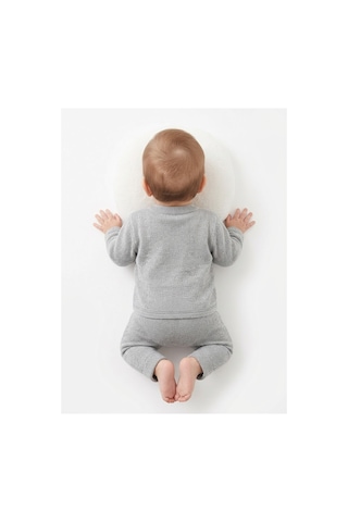 Gülerçocuk Unisex Bebek Gri Triko Örgü Alt Üst Takım - Düğmeli Hırka Ve Pantolon İkili Set Yenidoğan 0-3 Ay Gri - 938051830 Gri