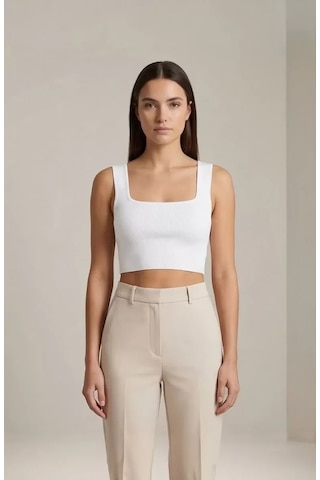 LUXSTOREE Kadın Beyaz Kalın Askılı Crop Top Büstiyer Modern Ve Şık Tasarım Çok Renkli