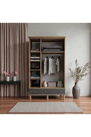 Comiet Sally 3 Kapaklı Aynalı Çekmeceli Mdf Gardırop Antrasit