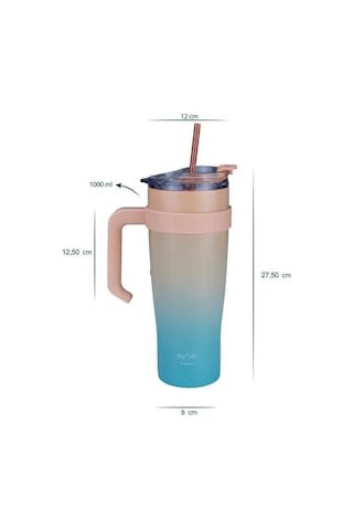 Horizon Pipetli Termos Bardak Turkuaz 1000ml B6838 Turkuaz