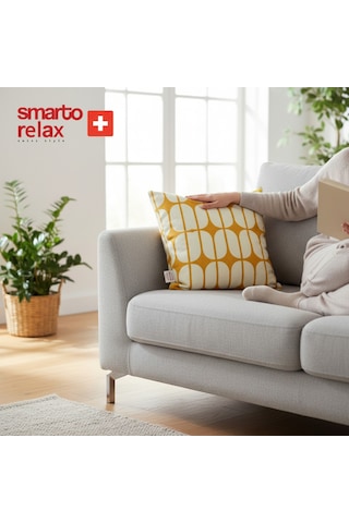 Smarto Relax Içi Dolgulu Kırlent 45x45 Cm Kare Salon & Berjer Kırlenti - Smr-kır-005 Beyaz - Sarı