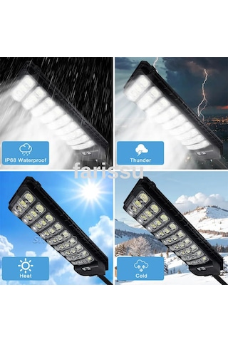 Güneş Enerjili, Hareket Sensörlü Dış Mekan Led Sokak Lambası Solar Aydınlatma Siyah