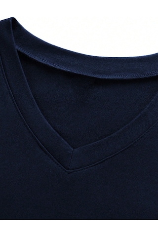 Tarz Cool Erkek Pamuk V Yaka Slim Fit Dar Kesim Tişört Lacivert XL