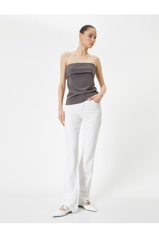 Koton Straplez Atlet Kat Detaylı Krep Scuba Kumaş Slim Fit Gri 4sal30235ık Gri
