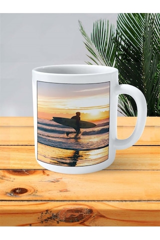 Surf Sörf Baskılı Kupa Bardak Kişiye Özel Desen 3 Çok Renkli