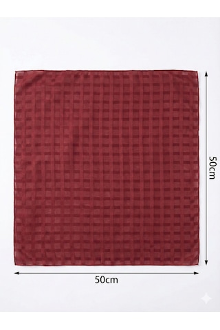 Jz Shop Kadın Kare Fular Eşarp - Ince Dokulu Modern Ekose 50 50 CM Bordo