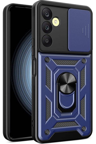 Zore Galaxy Uyumlu A25 Kılıf Magnetik Standlı Kamera Korumalı Sürgülü Vega Kapak - Siyah Siyah