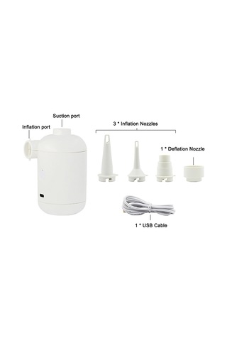 Geeksen Beyaz Usb Çift Fonksiyonlu Hava Pompa - Inflasyon Ve Vakum İçin Dışarıda Taşınabilir, 140l/dak Hızlı İşlem, Abs Malzeme
