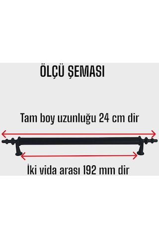 8 Adet Erciyes Kulp Siyah 192 Mm Kulp Mobilya Mutfak Dolabı Çekmece Dolap Kapak Kulpu Kulbu Metal Kulpları
