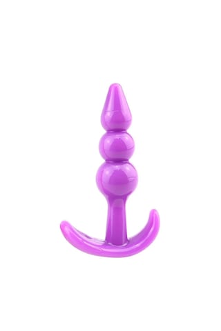 X-sense 3 Boğumlu Mor Yumuşak Esnek Jel Malzeme Anal Plug