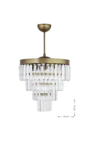 Avizemoda Linsa 35 Cm'Lik Kristal Cam Taşlı Lüks Avize - (Eskitme Renk)