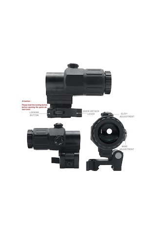 Magnifier 5x Yakınlaştırmalı Dürbün 22mm Ray Uyumlu, Katlanır Yaylı Ayaklı E58c4 Diğer
