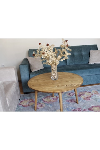 Ahşap Yuvarlak Ort Sehpa- 75 Cm Çap