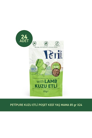 Kuzu Etli Yaş Kedi Maması 85 Gr X 24 Adet Jöle İçinde Parça Etli - Yetişkin Kedi