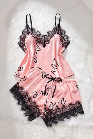 Merry See Love Kalp Baskılı Şortlu Pijama Takımı Pembe