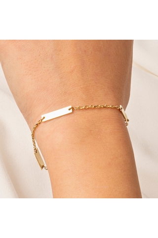 Gümüş Bileklik - Kişileştirelebilir Harf-isim Yazılabilir 3 Plaka 925 Ayar Gümüş Bileklik Gümüş