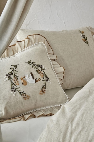 Ecocotton Polina Kız Bebek Nevresim Takımı Keten El Nakışlı Bej 100 x 150 CM