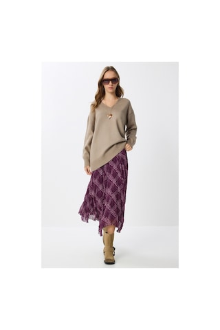 Asur Boutique Asur Butik Kadın Asimetrik Kesim Şifon Astarlı Etek Mor