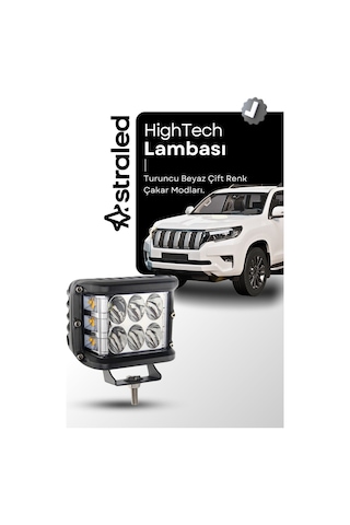 Kaputüstü 12 Led Turuncu Beyaz 45w 10cm Kare Sis Farı Led Lamba Atv Offroad Motosiklet Sis Farı