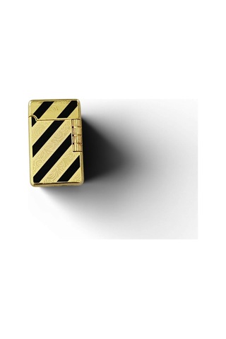 Altın Renk Gravür İşlemeli Diagonal Şeritli Lüks Vintage Metal Çakmak Gold