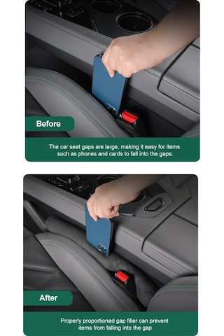 Ximistore9 Araç Koltuğu Boşluk Dolgusu - Yeşil Alcantara Kumaş, 2 Adet