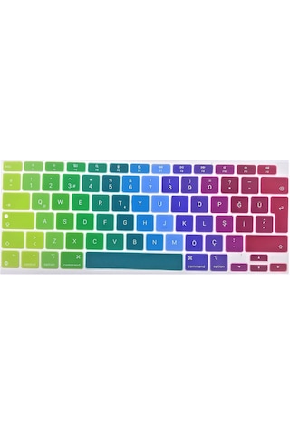 Apple Uyumlu MacBook Air 13' 2020 A2337 (M1) Türkçe Renkli Silikon Klavye Koruyucu