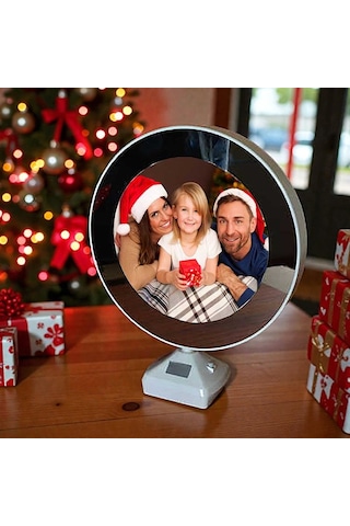 Yuvarlak Sihirli Ayna Led Işıklı Dekoratif Gece Lambası Fotoğraflı Ayna Ev Ofis İçin Hediye Mini Boy Beyaz