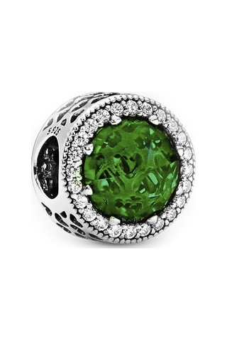 Nur Silver Yuvarlak Yeşil Taşlı Gümüş Charm Nur-bl00246