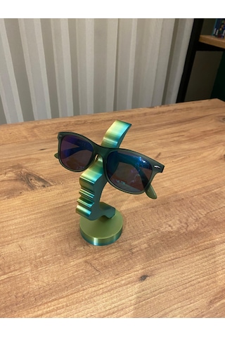 3d Baskı Dekoratif Yüz Tasarımlı Gözlük Standı Masaüstü Gözlük Tutucu Açık Yeşil