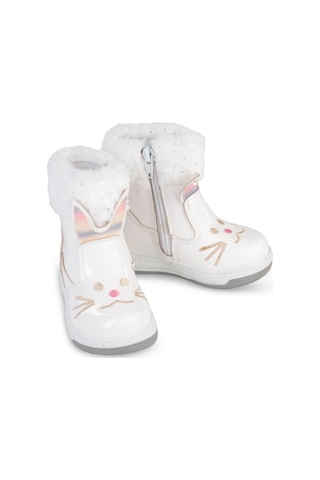 Civil Boots Kedi Nakışlı Rugan 21- Bot Ve Çizme - Beyaz