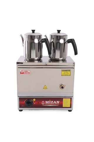 Çift Demlikli Elektrikli Pleytsiz 20 Lt. Çay Kazanı-2 Adet Çelik Demlik Hediye-mc216 Çay Ocağı
