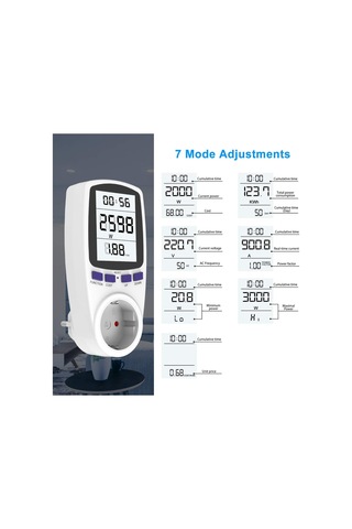 Enerji Maliyeti Ölçüm Cihazı, Elektrik Maliyeti Ölçüm Cihazı, Lcd Ekranlı Ve Rastgele Modlu Priz, Güç Ölçü