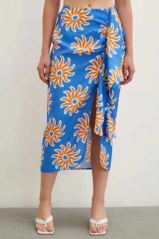 Never More Fırfırlı Desenli Etek Mavi