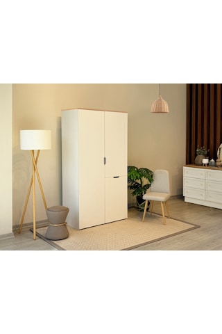 Novara Katlanabilir Çalışma Masalı Gardırop Krem Sedef 100x190x144 Cm Atlantik Çam