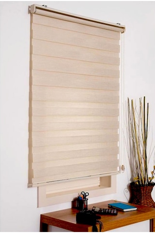 Krem Bambu Zebra Perde Altı Düz