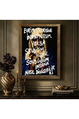 Bk Gift Vintage Klasik Sanat Esprili Sözlü Masif Ahşap Çerçeveli Dekoratif Tablo - 14