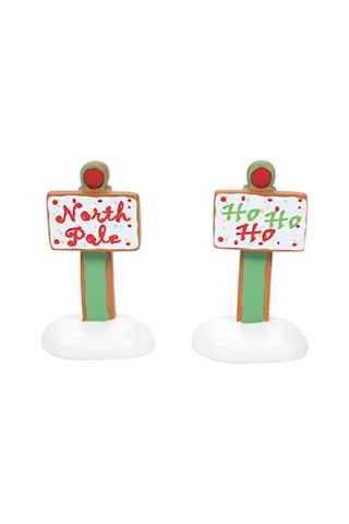 Department 56 Köy Koleksiyonları İçin Aksesuarlar Zencefilli Kurabiye Noel Tabelaları Heykelcik Seti, 5 Cm, Çok Renkli