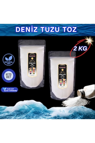 Hanzade Bitkisel Saf Deniz Tuzu Toz Öğütülmüş İyot İlavesiz 2 x 1 KG