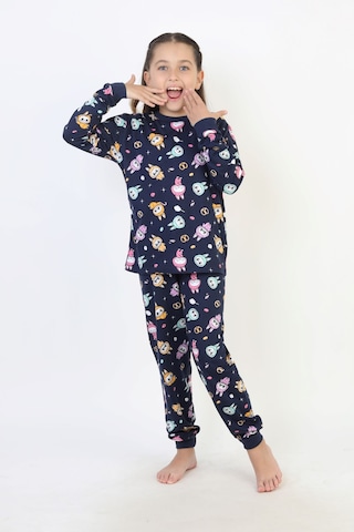 Labubu Desenli Kız Çocuk Takımı Lacıvert